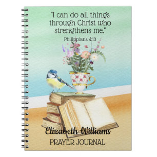 Bijbelse Verse Quote Waterverf Floral Bird Books Notitieboek