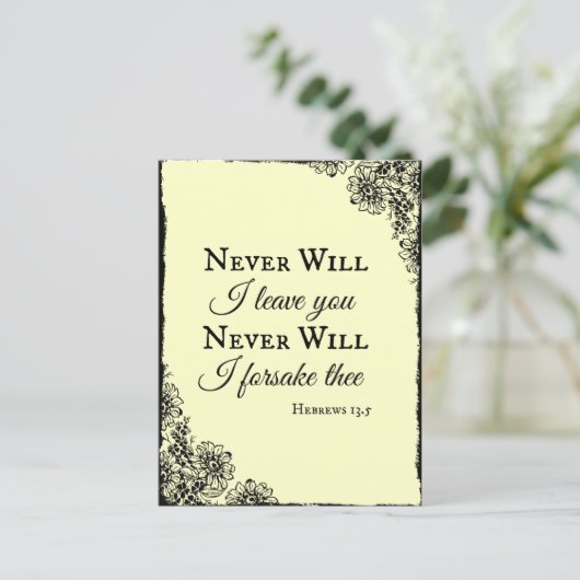 Bijbelse Verse zal ik je nooit verlaten Briefkaart (Staand voorkant)