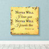 Bijbelse Verse zal ik je nooit verlaten Canvas Afdruk (Insitu (Houten vloer))