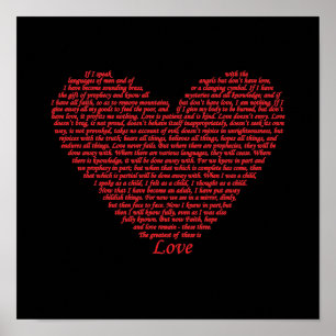 Bijbelse versie 1 Corinthians 13 Love Heart Art Poster