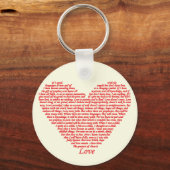 Bijbelse versie 1 Corinthians 13 Love Heart Art Sleutelhanger (Voorkant)