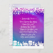 Bijbelse versie Jeremiah 29:11 Kerstdorp Briefkaart (Voorkant / Achterkant)