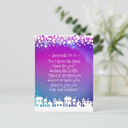 Bijbelse versie Jeremiah 29:11 Kerstdorp Briefkaart (Staand voorkant)