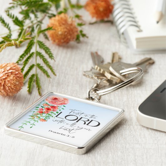 Bijbelse versie van de Floral-scriptie Sleutelhanger (Zijkant)