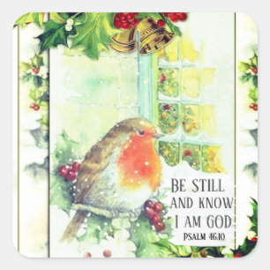 Bijbelse versie van de kerstfeest "Be Still and Kn Vierkante Sticker