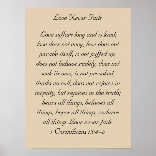 Bijbelse werken, 1 corinthians 13, Love Poster (Voorkant)