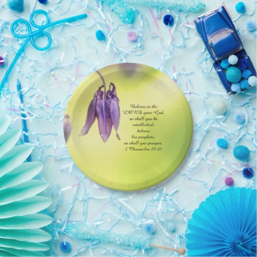 Bijbeltekst 2 Chronicles 20:20 Papieren Bordje (Feest)