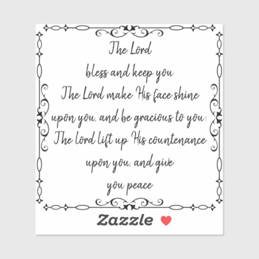 Bijbeltekst Aäronische zegen Numb 6:24-26 Sticker (Vel)
