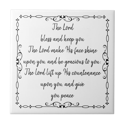 Bijbeltekst Aäronische zegen Numb 6:24-26 Tegeltje (Voorkant)