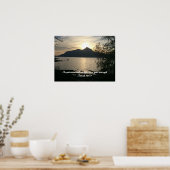 Bijbeltekst bij zonsondergang over stilte poster (Keuken)