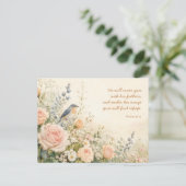 Bijbeltekst Bluebird & Roses Psalm 91:4 Briefkaart (Staand voorkant)