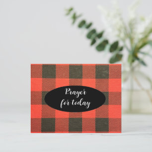 Bijbeltekst gebedskaart voor vandaag Buffalo Plaid Feestdagenkaart