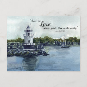Bijbeltekst Jesaja 58:11 Maine Vuurtoren Aquarel Briefkaart