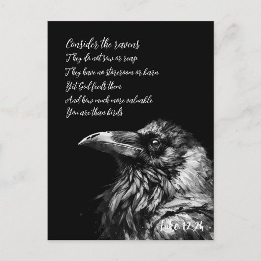 Bijbeltekst Lukas 12:24 Briefkaart (Voorkant)