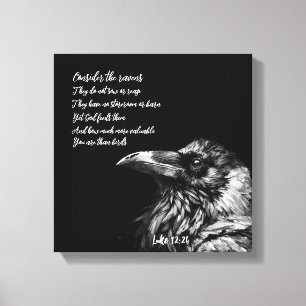 Bijbeltekst Lukas 12:24 Canvas Afdruk