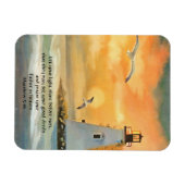 Bijbeltekst magneet met vuurtoren zonsondergang (Horizontaal)