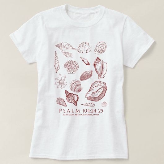 Bijbeltekst met schelpen t-shirt (Design voorkant)