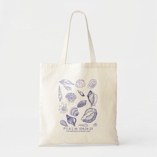 Bijbeltekst met schelpen tote bag (Voorkant)