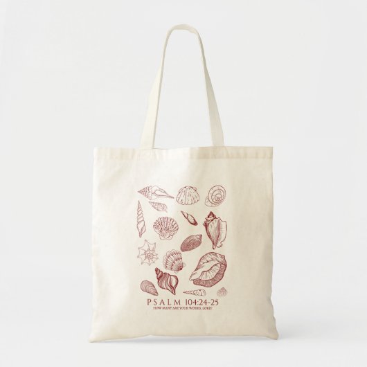 Bijbeltekst met schelpen tote bag (Voorkant)
