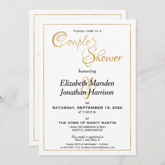 Bijbeltekst Veel Wateren Elegant Gouden Koppel Bru Kaart (Voorkant / Achterkant)