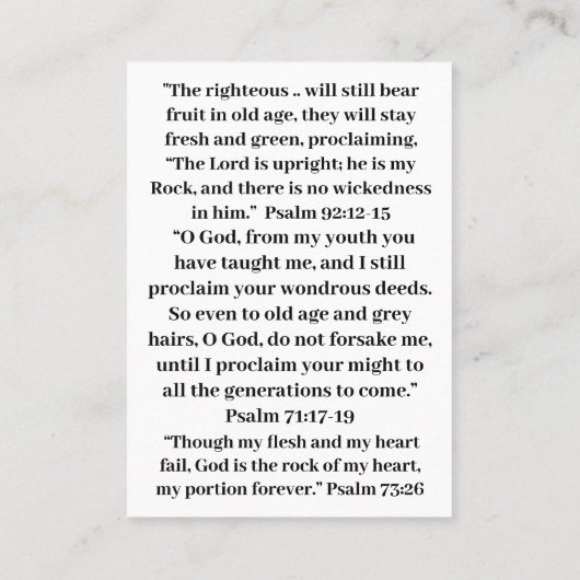 Bijbelteksten voor senioren visitekaartje (Achterkant)