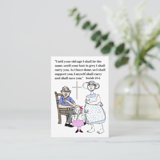 Bijbelteksten voor senioren visitekaartje (Staand voorkant)