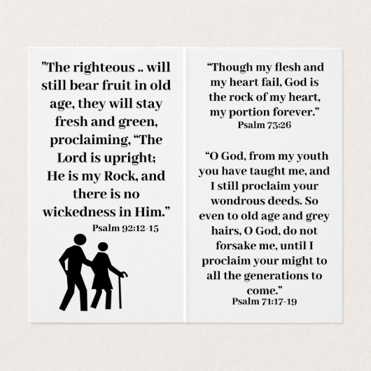 Bijbelteksten voor senioren visitekaartje (Binnenkant ongevouwen)