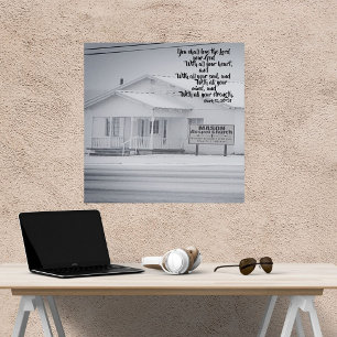Bijbeltekstposter van besneeuwd dorpskerkje perfect poster