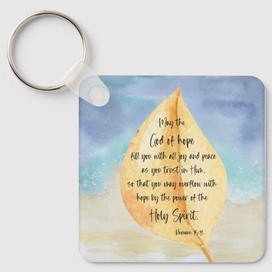 Bijbelverige Romeinen Geel Blauwe Sleutelhanger (Voorkant)