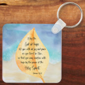 Bijbelverige Romeinen Geel Blauwe Sleutelhanger (Achterkant)