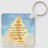 Bijbelverige Romeinen Geel Blauwe Sleutelhanger (Achterkant)