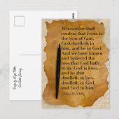 Bijbelvers 1 Johannes 4:15-16 KJV Briefkaart (Voorkant / Achterkant)