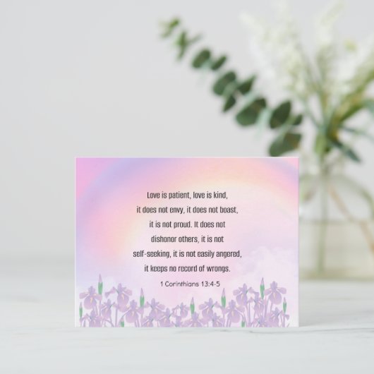 Bijbelvers 1 Korintiërs 13 4-5, Liefde Briefkaart (Staand voorkant)