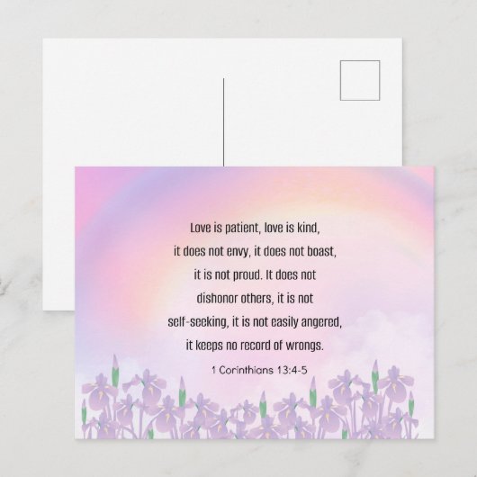 Bijbelvers 1 Korintiërs 13 4-5, Liefde Briefkaart (Voorkant / Achterkant)