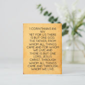 Bijbelvers 1 Korintiërs 8:6 Briefkaart (Staand voorkant)