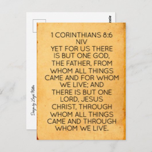 Bijbelvers 1 Korintiërs 8:6 Briefkaart (Voorkant / Achterkant)