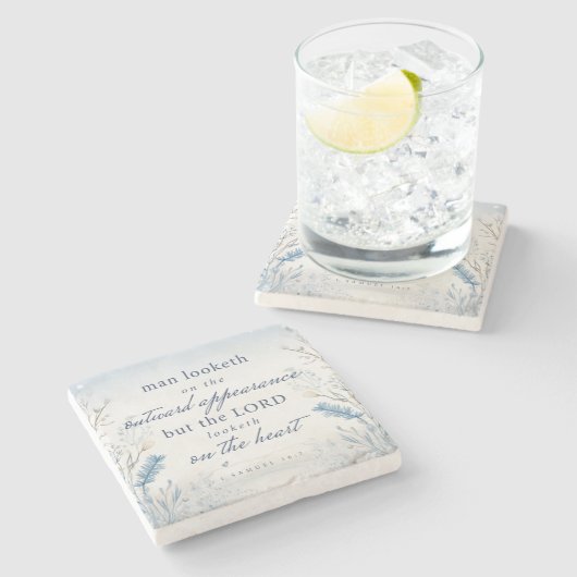 Bijbelvers 1 Samuel 16:7 Aquarel Onderzetter (Zijkant)