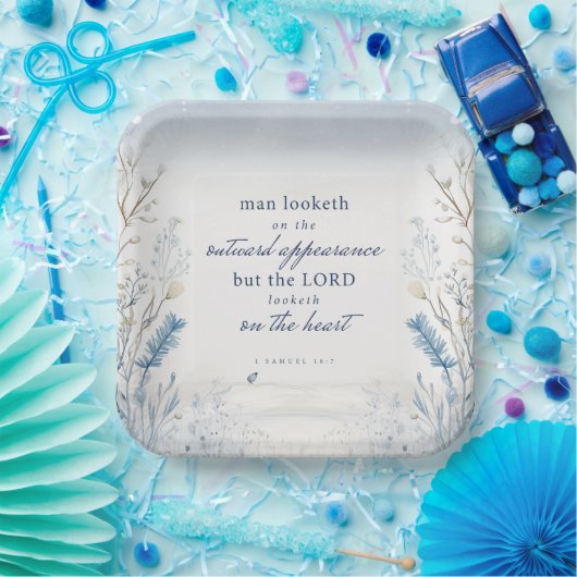 Bijbelvers 1 Samuel 16:7 Aquarel Papieren Bordje (Feest)
