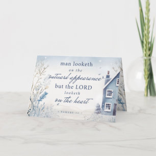 Bijbelvers 1 Samuel 16:7 Blauw Aquarel Bedankkaart