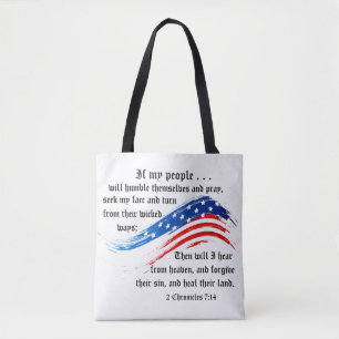 Bijbelvers 2 Kronieken 7:14, Vlag van de Verenigde Tote Bag