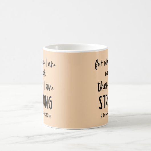 Bijbelvers: Als ik zwak ben, dan ben ik sterk Koffiemok (Center)