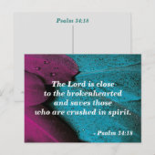 Bijbelvers Ansichtkaart Psalm 34:18 Gebroken Hart Briefkaart (Voorkant / Achterkant)