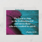 Bijbelvers Ansichtkaart Psalm 34:18 Gebroken hart Briefkaart (Voorkant / Achterkant)