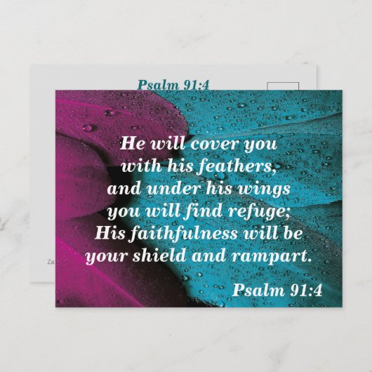 Bijbelvers Ansichtkaart Psalm 91:4 Toevlucht Briefkaart (Voorkant / Achterkant)
