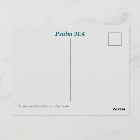 Bijbelvers Ansichtkaart Psalm 91:4 Toevlucht Briefkaart (Achterkant)