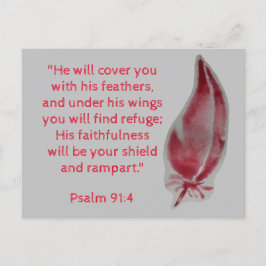 Bijbelvers Ansichtkaart Psalm 91:4 Veren Briefkaart