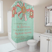 Bijbelvers Aqua & Roze Retro Bloemen Douchegordijn (In situ)