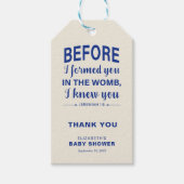 Bijbelvers Baby shower Jeremia Christelijk Modern Cadeaulabel (Voorkant)