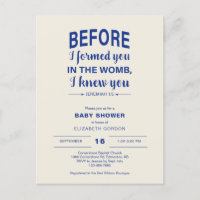 Bijbelvers Baby shower Voordat ik je vormde baarmo