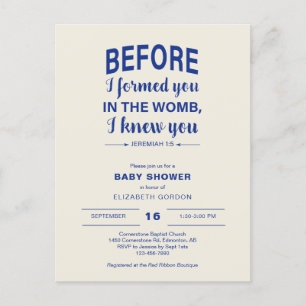 Bijbelvers Baby Shower Voordat ik je vormde in de  Briefkaart